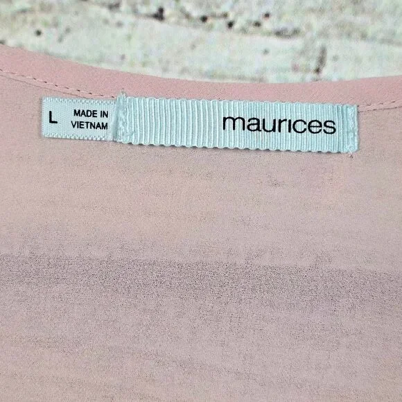 Maurices Womens Blush Lace Peplum Blouse L - Picture 5 of 7